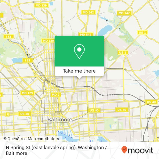 N Spring St (east lanvale spring), Baltimore, MD 21213 map