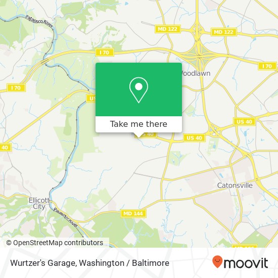 Mapa de Wurtzer's Garage, 6525 Baltimore National Pike