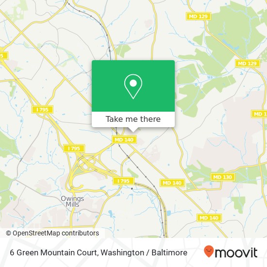 Mapa de 6 Green Mountain Court, 6 Green Mountain Ct, Owings Mills, MD 21117, USA