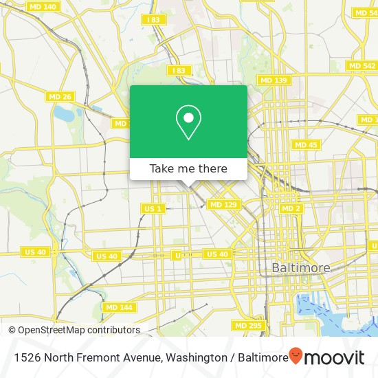 1526 North Fremont Avenue, 1526 N Fremont Ave, Baltimore, MD 21217, USA map