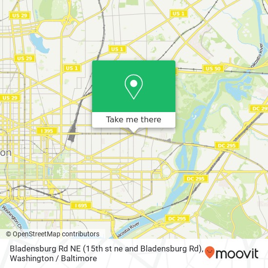 Mapa de Bladensburg Rd NE (15th st ne and Bladensburg Rd), Washington, DC 20002