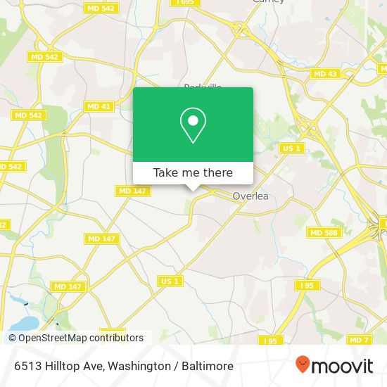 Mapa de 6513 Hilltop Ave, Baltimore, MD 21206