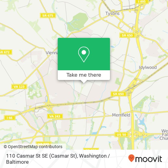 Mapa de 110 Casmar St SE (Casmar St), Vienna, VA 22180