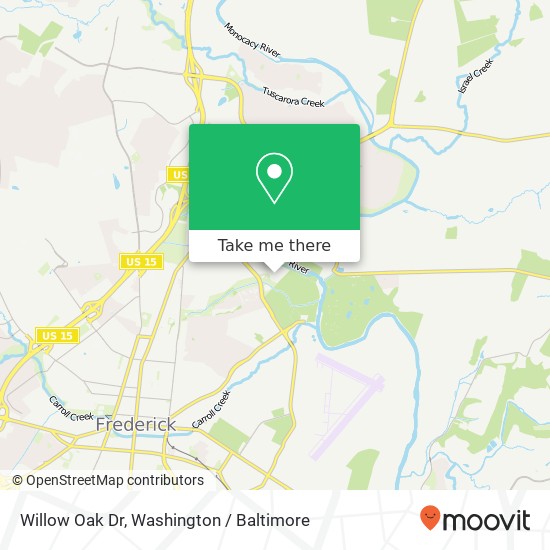 Mapa de Willow Oak Dr, Frederick (HOOD COLLEGE), MD 21701