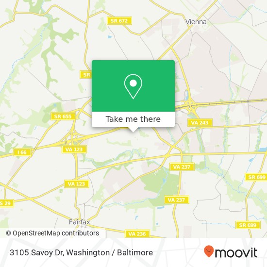 Mapa de 3105 Savoy Dr, Fairfax, VA 22031