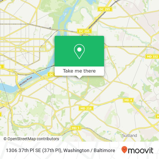 Mapa de 1306 37th Pl SE (37th Pl), Washington (WASHINGTON), DC 20019