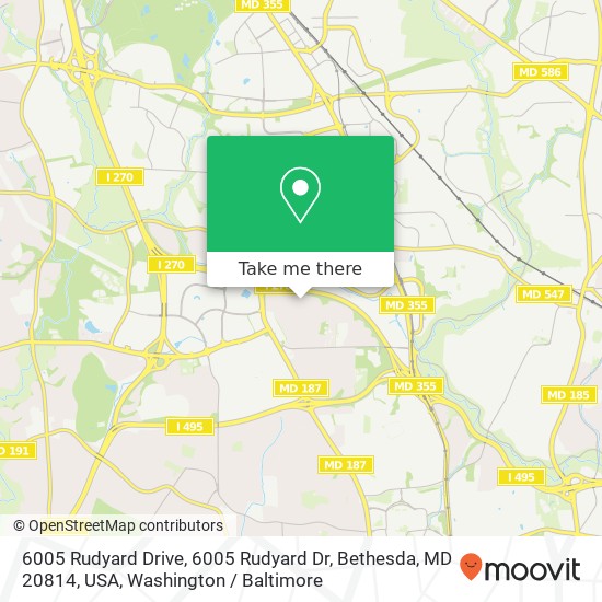 Mapa de 6005 Rudyard Drive, 6005 Rudyard Dr, Bethesda, MD 20814, USA