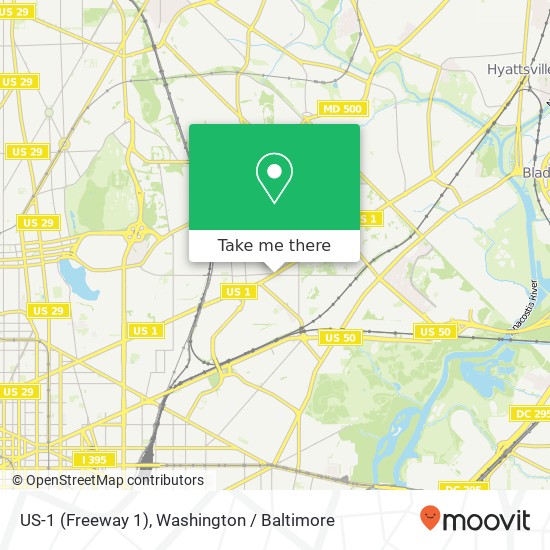 Mapa de US-1 (Freeway 1), Washington, DC 20018
