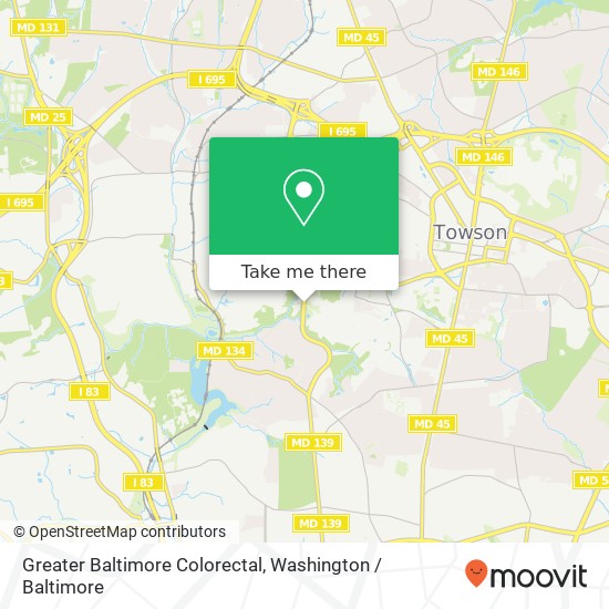 Greater Baltimore Colorectal map