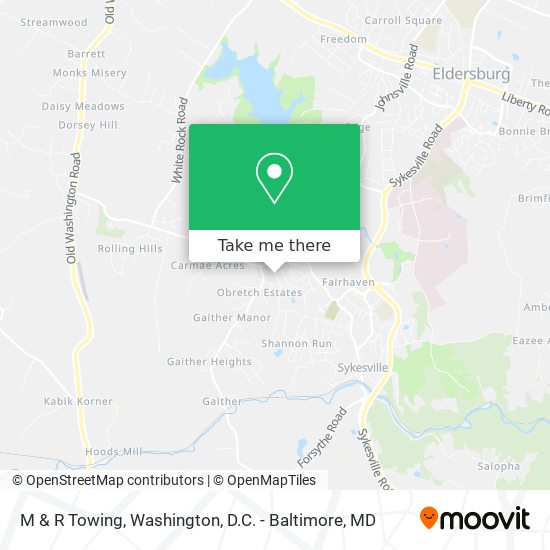 M & R Towing map