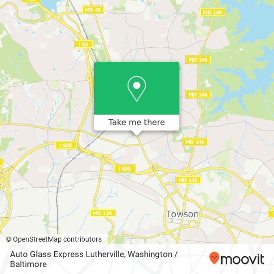 Auto Glass Express Lutherville map