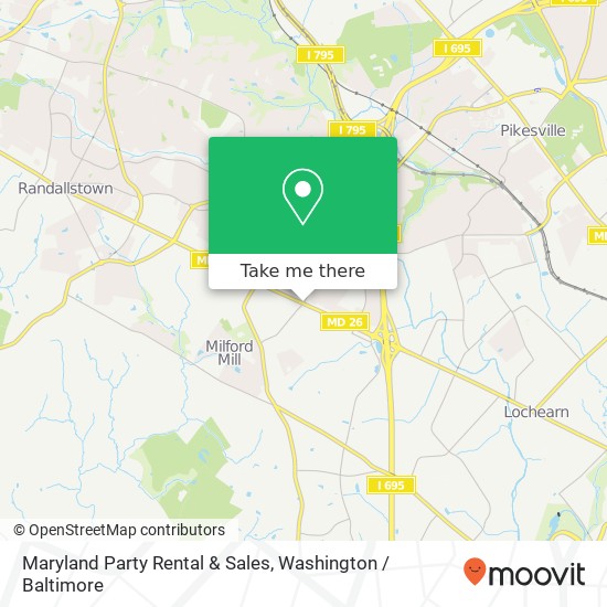 Maryland Party Rental & Sales map