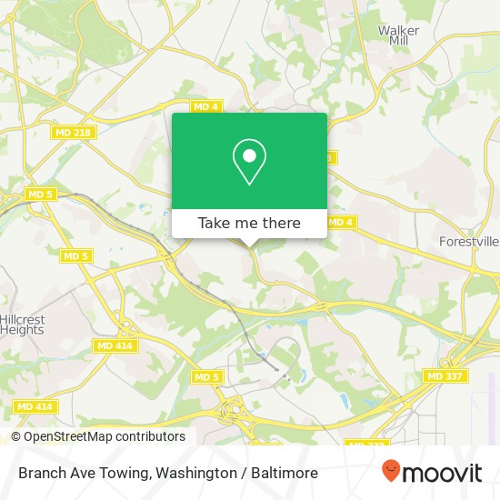 Branch Ave Towing map