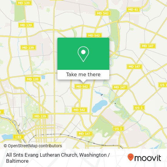 All Snts Evang Lutheran Church map