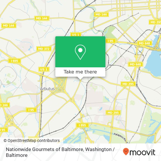 Nationwide Gourmets of Baltimore map