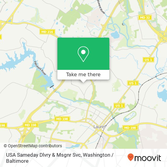 Mapa de USA Sameday Dlvry & Msgnr Svc