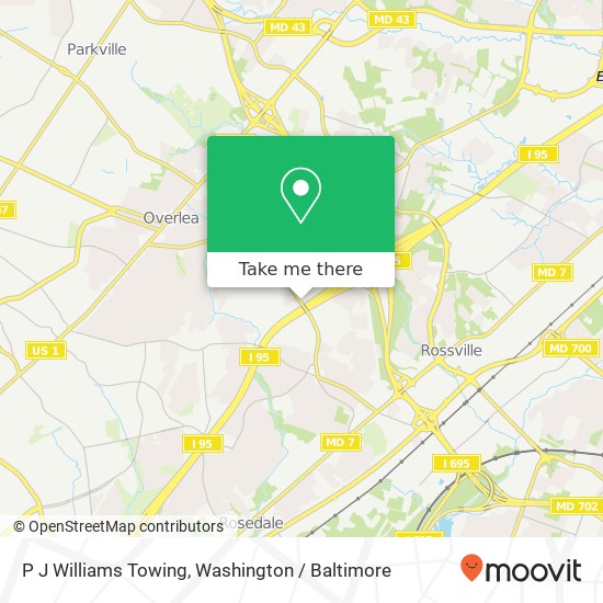 P J Williams Towing map