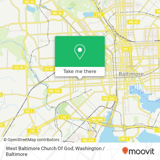 West Baltimore Church Of God map