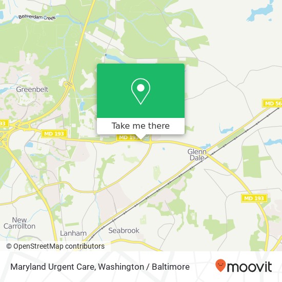 Mapa de Maryland Urgent Care