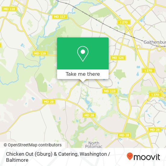 Chicken Out (Gburg) & Catering map