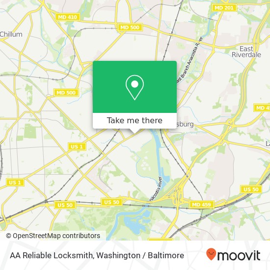 AA Reliable Locksmith map