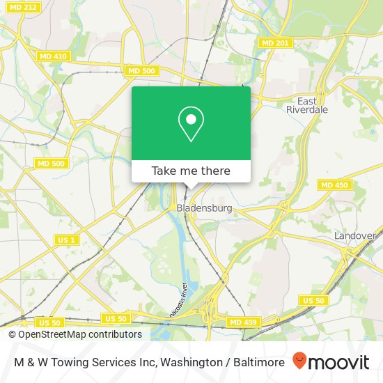 Mapa de M & W Towing Services Inc