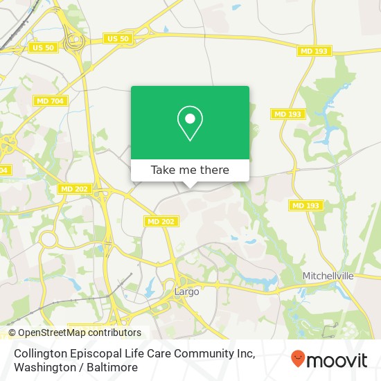 Mapa de Collington Episcopal Life Care Community Inc