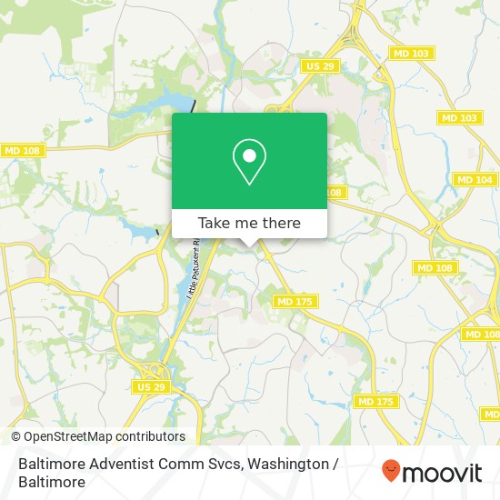 Mapa de Baltimore Adventist Comm Svcs