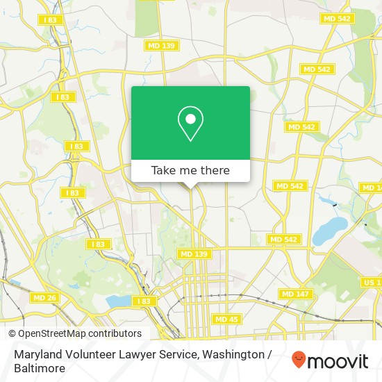 Mapa de Maryland Volunteer Lawyer Service