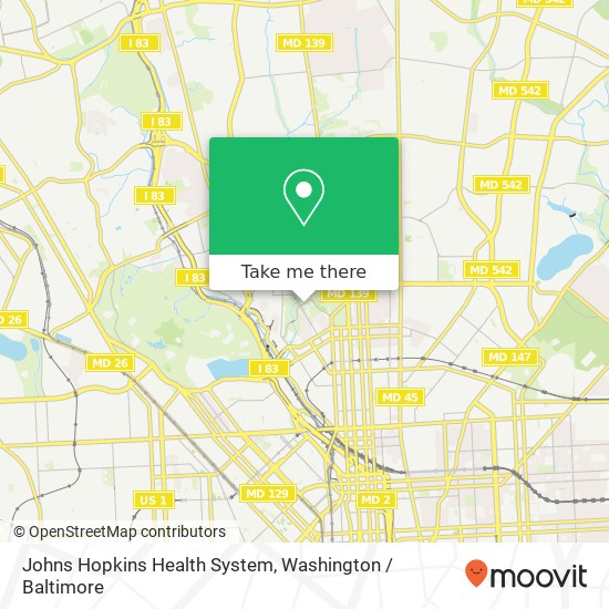 Johns Hopkins Health System map