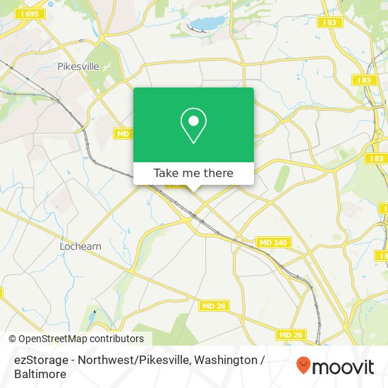 Mapa de ezStorage - Northwest / Pikesville