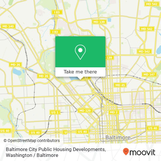 Mapa de Baltimore City Public Housing Developments