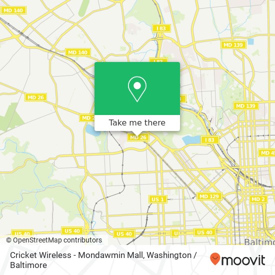Mapa de Cricket Wireless - Mondawmin Mall