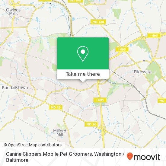 Mapa de Canine Clippers Mobile Pet Groomers