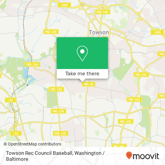 Towson Rec Council Baseball map