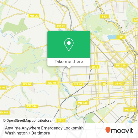 Mapa de Anytime Anywhere Emergency Locksmith