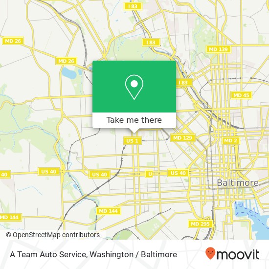 A Team Auto Service map