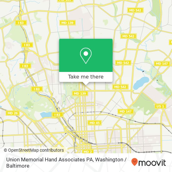 Mapa de Union Memorial Hand Associates PA