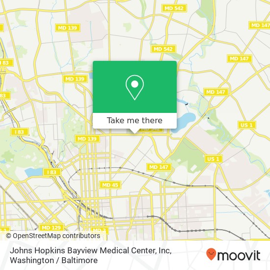 Mapa de Johns Hopkins Bayview Medical Center, Inc