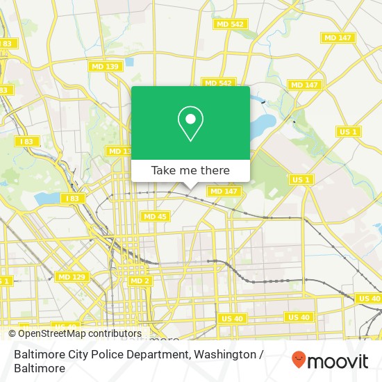 Mapa de Baltimore City Police Department