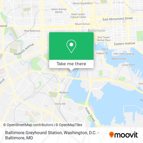 Baltimore Greyhound Station map