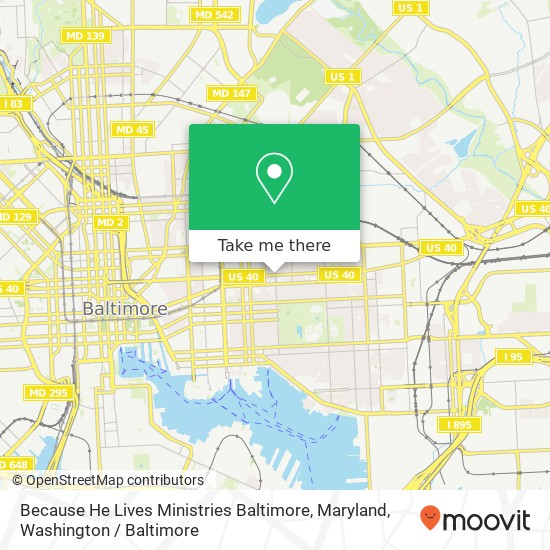 Mapa de Because He Lives Ministries Baltimore, Maryland