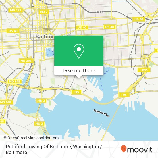 Pettiford Towing Of Baltimore map
