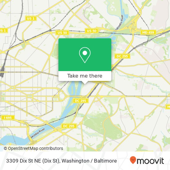 Mapa de 3309 Dix St NE (Dix St), Washington, DC 20019