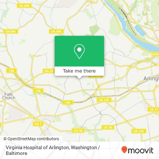 Virginia Hospital of Arlington map