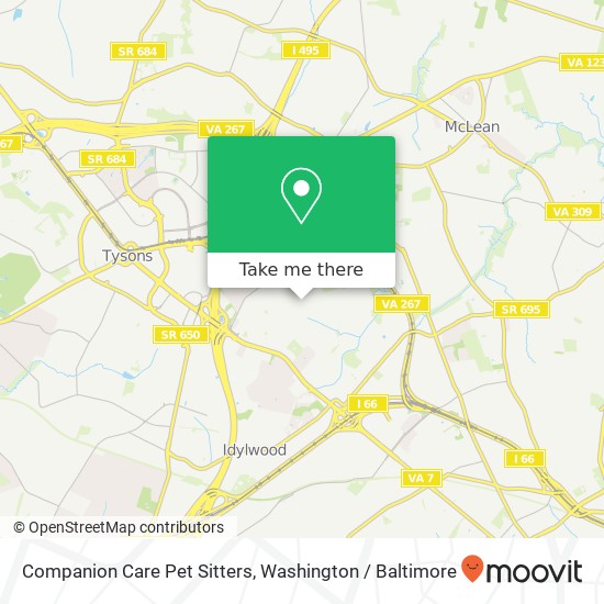 Mapa de Companion Care Pet Sitters