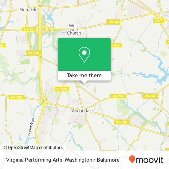 Virginia Performing Arts map