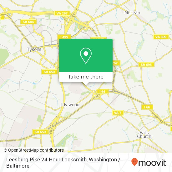 Leesburg Pike 24 Hour Locksmith map