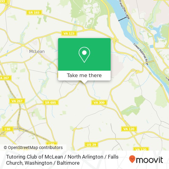 Mapa de Tutoring Club of McLean / North Arlington / Falls Church