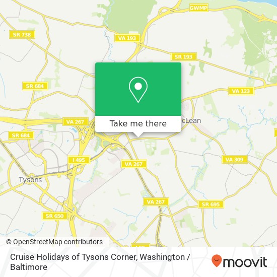 Cruise Holidays of Tysons Corner map